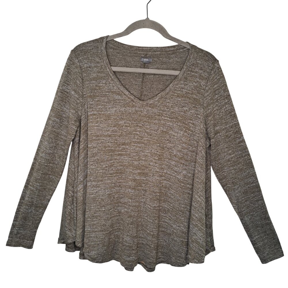 Aerie Gray V Neck Long Sleeve Lounge Shirt Oversized Size Medium